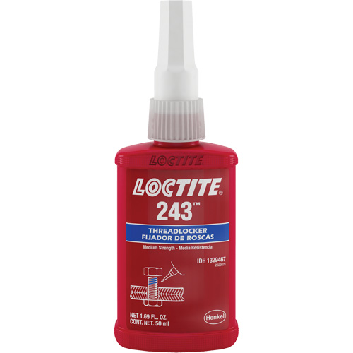 Threadlocker 243 Oil Tolerant, Blue, Medium, 50 ml, Bottle NTL Industrial