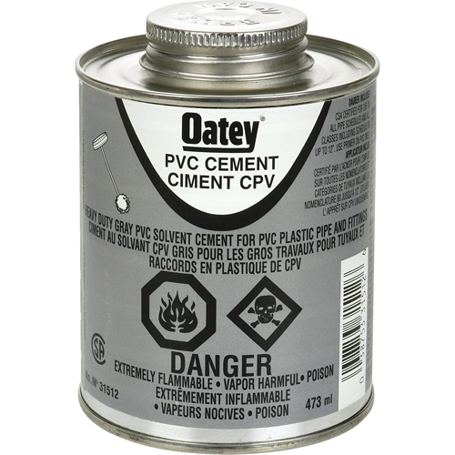 PVC Heavy-Duty Cement, 473 ml, Brush-Top Can, Grey NTL Industrial