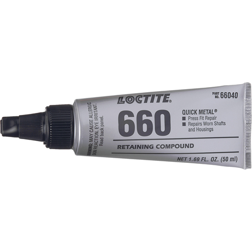 Quick Metal 660 Press Fit Repair Retaining Compound, 50 ml, Tube, Silver NTL Industrial