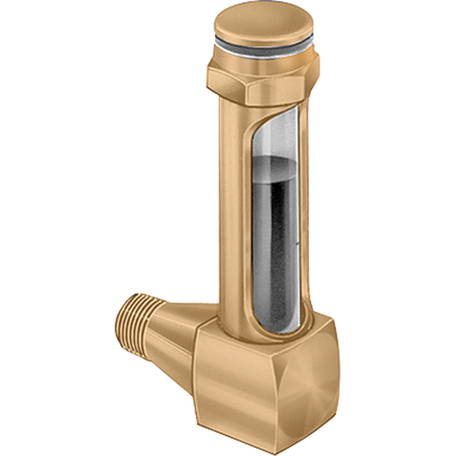 Indicateurs de niveau &agrave; liquide en laiton - Coudes &agrave; petit rayon, Filet&eacute;, 1-15/16" lo, 225°F (107,22° C) NTL Industrial