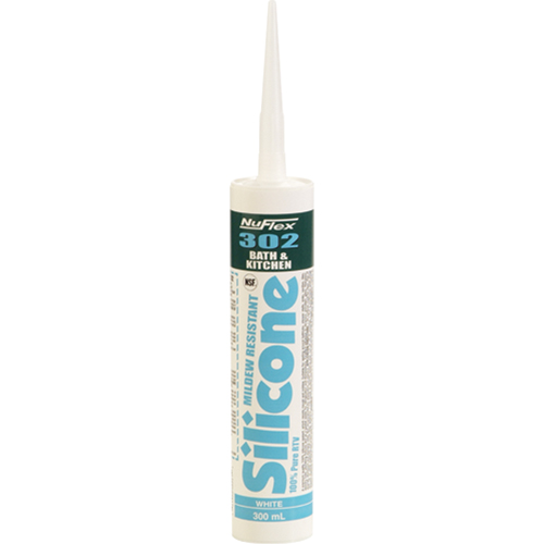 NuFlex&reg; 302 Bath And Kitchen Silicone Sealant, 300 ml, Cartridge, Clear NTL Industrial
