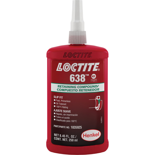 Loctite&reg; 638 Retaining Compound, 250 ml, Bottle, Green NTL Industrial