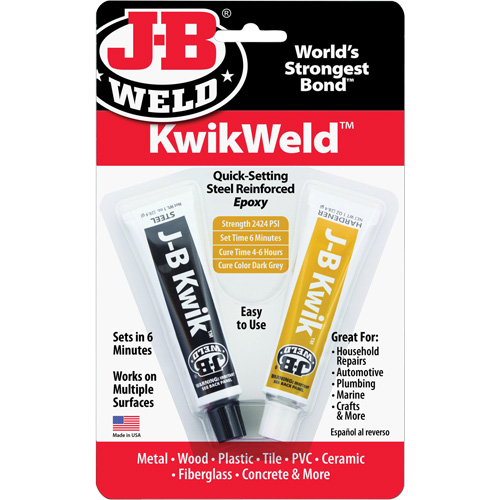 Colle &eacute;poxyde KwikWeld, Deux composants, Tube, 2 oz, Gris NTL Industrial