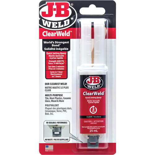 ClearWeld Adhesive, 25 ml, Syringe, Two-Part, Clear NTL Industrial