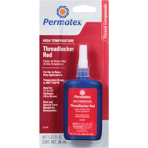 Adh&eacute;sif frein-filet pour temp&eacute;ratures &eacute;lev&eacute;es, Rouge, &eacute;lev&eacute;, 36 ml, Bouteille NTL Industrial