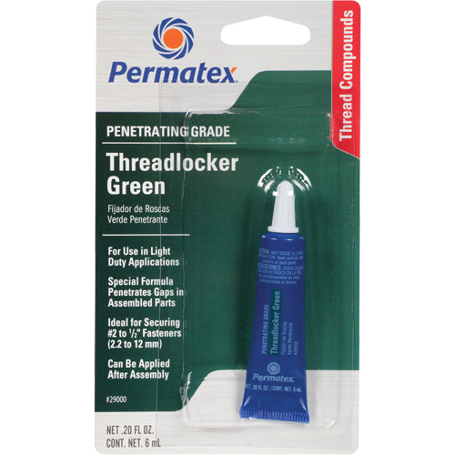 Penetrating Grade Threadlocker, Green, Medium, 6 ml, Tube NTL Industrial