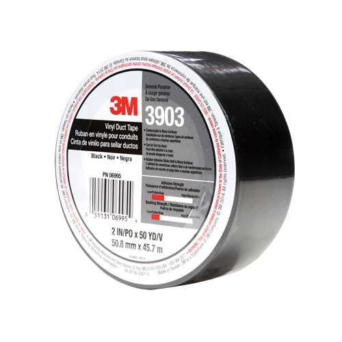 3903 Vinyl Duct Tape, 1245 mm (49") W x 46 m (151') L, 6.5 mils, Black NTL Industrial