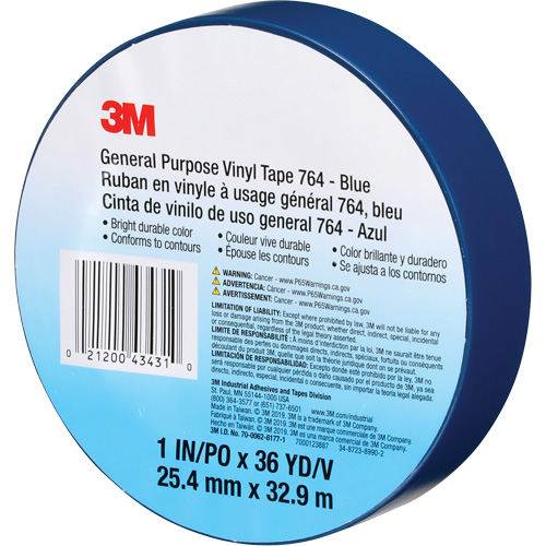 764 General-Purpose Vinyl Tape, 25.4 mm (1") W x 32.9 m (108') L, 5 mils, Blue NTL Industrial