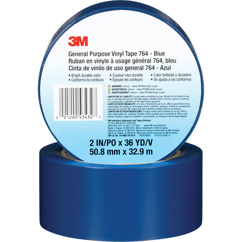 764 General-Purpose Vinyl Tape, 50.8 mm (2") W x 32.9 m (108') L, 5 mils, Blue NTL Industrial