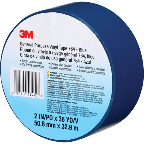 764 General-Purpose Vinyl Tape, 50.8 mm (2") W x 32.9 m (108') L, 5 mils, Blue NTL Industrial