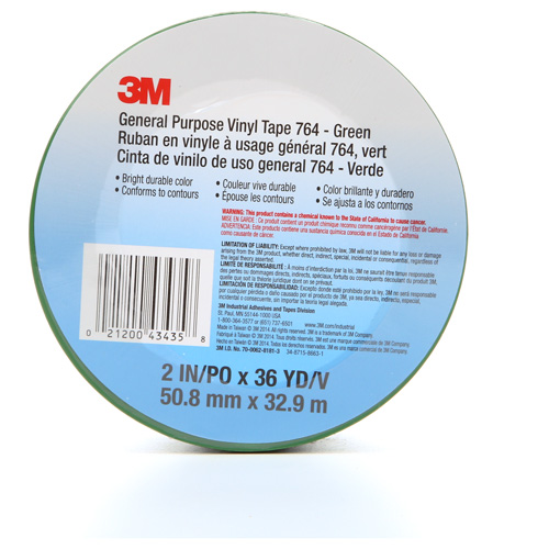 764 General-Purpose Vinyl Tape, 50.8 mm (2") W x 32.9 m (108') L, 5 mils, Green NTL Industrial