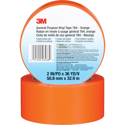 Ruban en vinyle pour travaux g&eacute;n&eacute;raux 764, 50,8 mm (2") la x 32,9 m (108') lo, 5 mils, Orange NTL Industrial