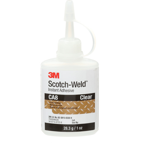 Scotch-Weld Instant Adhesive CA8, Clear, Bottle, 1 oz. NTL Industrial
