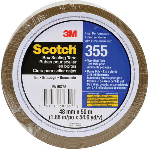Ruban pour sceller les boîtes Scotch 355, Adh&eacute;sif Thermofusible, 3,15 mils, 48 mm (2") x 50 m (164') NTL Industrial