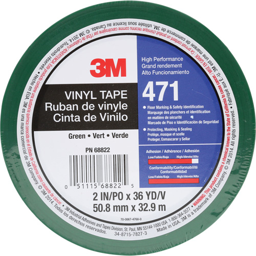 Ruban en vinyle 471, 50,8 mm (2") la x 32,9 m (108') lo, 5,2 mils, Vert NTL Industrial