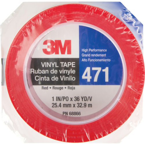 Ruban en vinyle 471, 25,4 mm (1") la x 32,9 m (108') lo, 5,3 mils, Rouge NTL Industrial