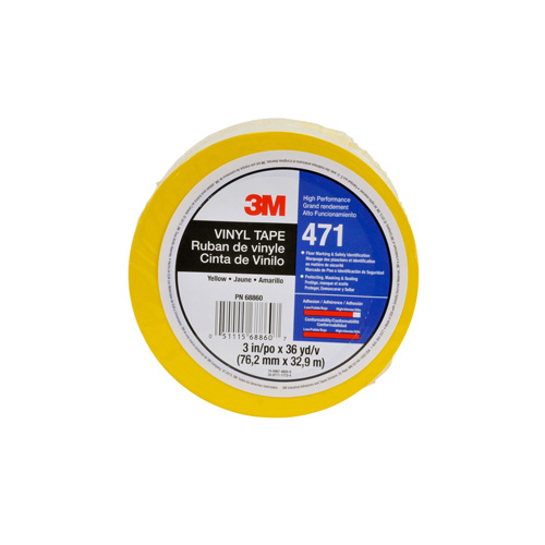 Ruban en vinyle 471, 12 mm (1/2") la x 32,9 m (108') lo, 5,2 mils, Jaune NTL Industrial