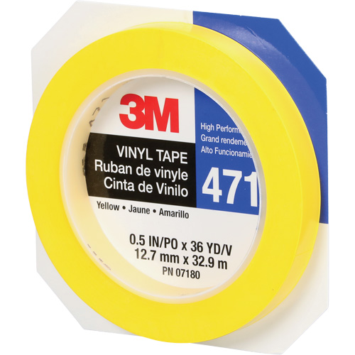 Ruban en vinyle 471, 12 mm (1/2") la x 32,9 m (108') lo, 5,2 mils, Jaune NTL Industrial