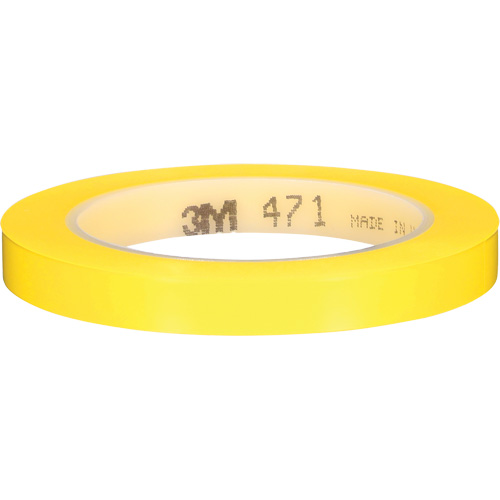 Ruban en vinyle 471, 12 mm (1/2") la x 32,9 m (108') lo, 5,2 mils, Jaune NTL Industrial
