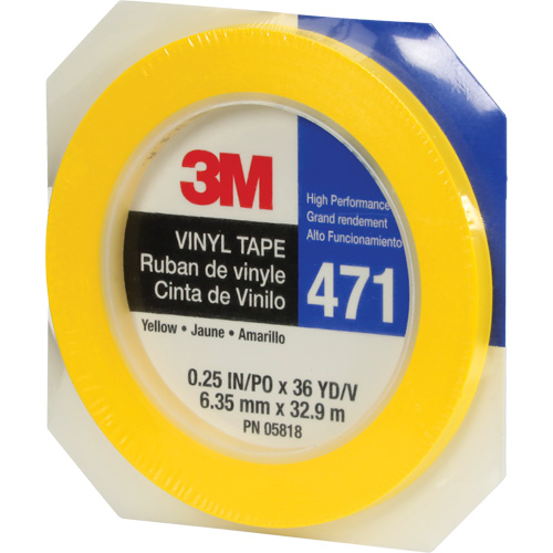 Ruban en vinyle 471, 6 mm (1/4") la x 32,9 m (108') lo, 5,2 mils, Jaune NTL Industrial