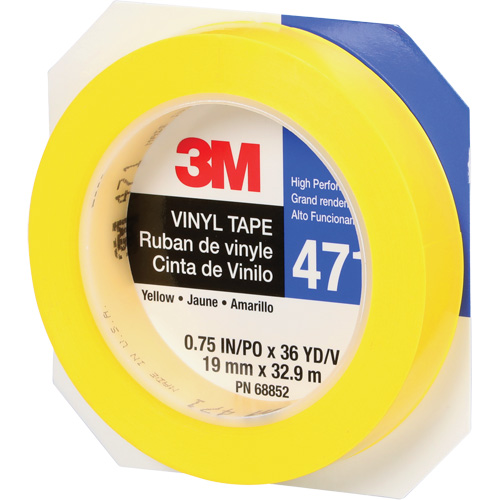 Ruban en vinyle 471, 19 mm (3/4") la x 32,9 m (108') lo, 5,3 mils, Jaune NTL Industrial