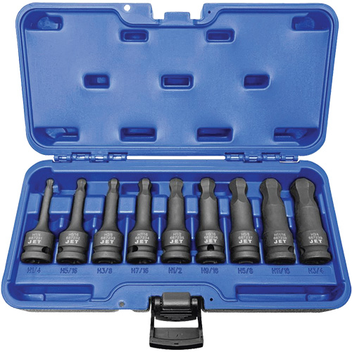 BNH-912 1/2" Drive SAE Ball Nose Hex Impact Socket Set, Hex, 1/2" Drive, 9 Pcs NTL Industrial
