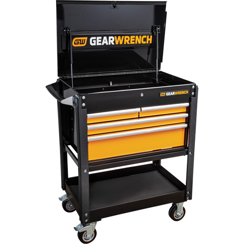 Utility Cart, 4 Drawers, 33" L x 21" W x 42" H, Black/Orange NTL Industrial