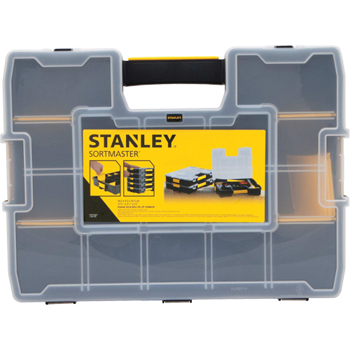 Organisateur empilable pour petites pi&egrave;ces SortMaster, 17-3/8" la x 13" p x 3-1/2" h, Noir NTL Industrial