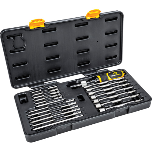 20 Pc. 1/4" Drive Torque Screwdriver Set, 10 - 50 in. lbs. Torque Range, 16" Length NTL Industrial