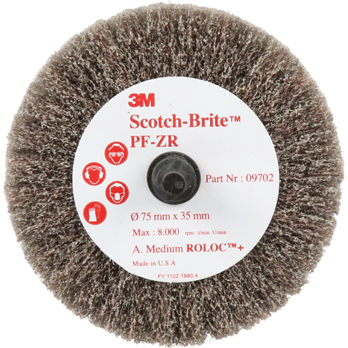Scotch-Brite Roloc Cut & Polish Disc, Aluminum Oxide, Medium Grit, 3" x 1-3/8" x 1/4" NTL Industrial