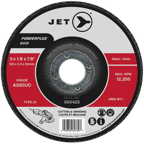 Meule/disque de coupe POWERPLUS DUO, 4-1/2" x 1/8", Arbre de 7/8", Type 27, Grain de A30DUO NTL Industrial