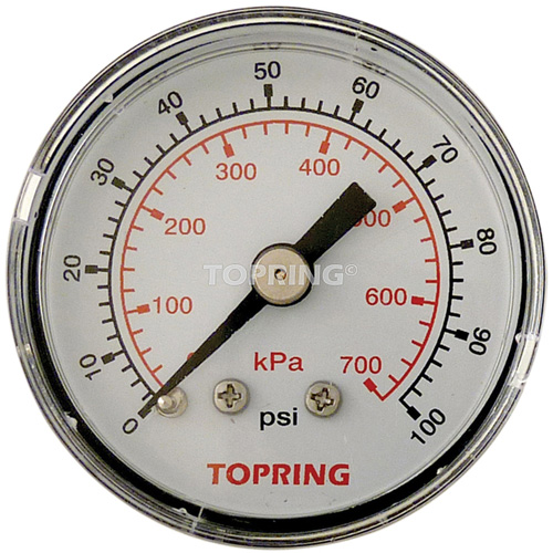 Pressure Gauge, 1-1/2" , 0 - 100 psi, Back Mount, Analogue NTL Industrial