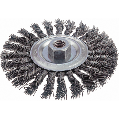 Brosses rotatives &agrave; fils nou&eacute;s - Brosse rotative &agrave; fils nou&eacute;s, fils nou&eacute;s standards, Dia. 6", Fils 0,023", Arbre 5/8"-11, Acier NTL Industrial