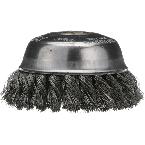 Brosse boisseau &agrave; fil nou&eacute;, 4" dia. x 5/8"-11 arbre NTL Industrial