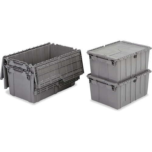 Contenants de distribution Flipak en plastique poly&eacute;thyl&egrave;ne (PE), 11,8" x 9,8" x 7,7", Gris NTL Industrial