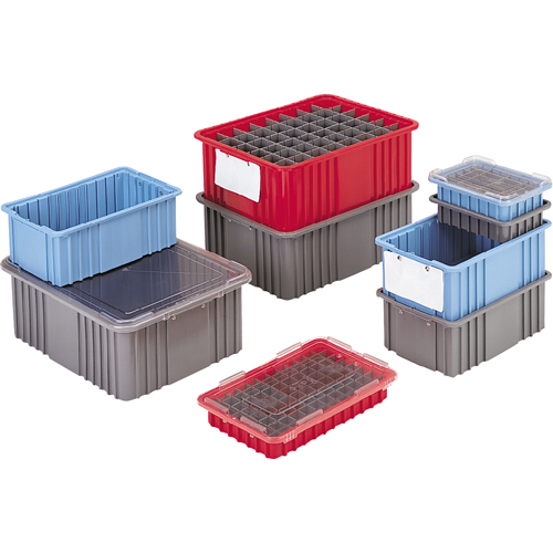 Divider Box&reg; Containers, Polyethylene, 10.8" W x 8.3" D x 2.5" H, Grey NTL Industrial