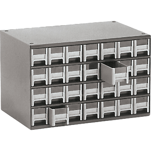 Casiers modulaires pour pi&egrave;ces, Acier, 28 tiroirs, 17" x 10-9/16" x 2-2/16", Gris NTL Industrial