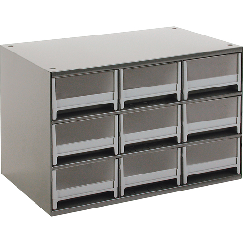 Modular Parts Cabinets, Steel, 9 Drawers, 17" x 10-9/16" x 3-1/16", Grey NTL Industrial