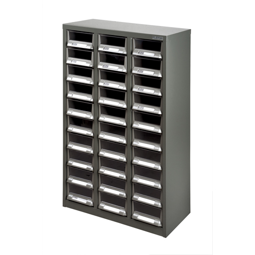 Casiers pour pi&egrave;ces KPC-200, Acier galvanis&eacute;, 30 tiroirs, 21-3/10" x 10-2/5" x 36-9/10", Gris NTL Industrial