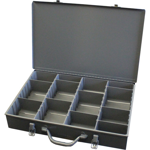 Boîtes &agrave; compartiments ajustables, Acier, Variable compartiments, 13-3/8" la x 9-1/4" p, 2" h, Gris NTL Industrial
