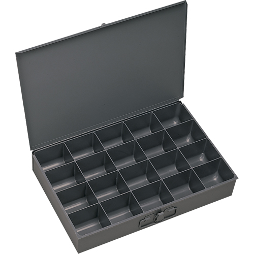 Compartment Scoop Boxes, Steel, 20 Slots, 13-3/8" W x 9-1/4" D x 2" H, Grey NTL Industrial