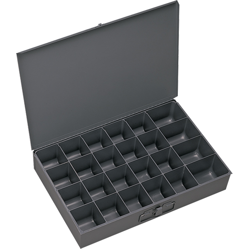 Compartment Scoop Boxes, Steel, 24 Slots, 13-3/8" W x 9-1/4" D x 2" H, Grey NTL Industrial