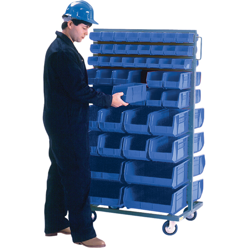 Double-Sided Mobile Bin Rack, Double-sided, 96 bins, 36" W x 24" D x 63" H NTL Industrial