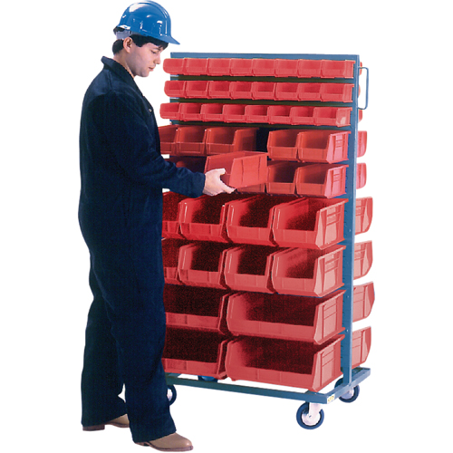 Double-Sided Mobile Bin Rack, Double-sided, 96 bins, 36" W x 24" D x 63" H NTL Industrial