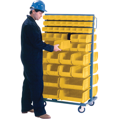 Double-Sided Mobile Bin Rack, Double-sided, 96 bins, 36" W x 24" D x 63" H NTL Industrial