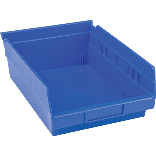Plastic Shelf Bins, 8-3/8" W x 4" H x 11-5/8" D, Blue, 15 lbs. Capacity NTL Industrial