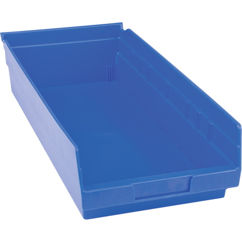 Plastic Shelf Bins, 8-3/8" W x 4" H x 17-7/8" D, Blue, 20 lbs. Capacity NTL Industrial
