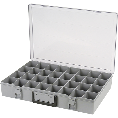 Compartment Case, Plastic, 32 Slots, 18-1/2" W x 13" D x 3" H, Grey NTL Industrial