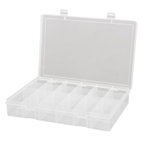 Compact Polypropylene Compartment Cases, 13-1/8" W x 9" D x 2-5/16" H, 18 Compartments NTL Industrial