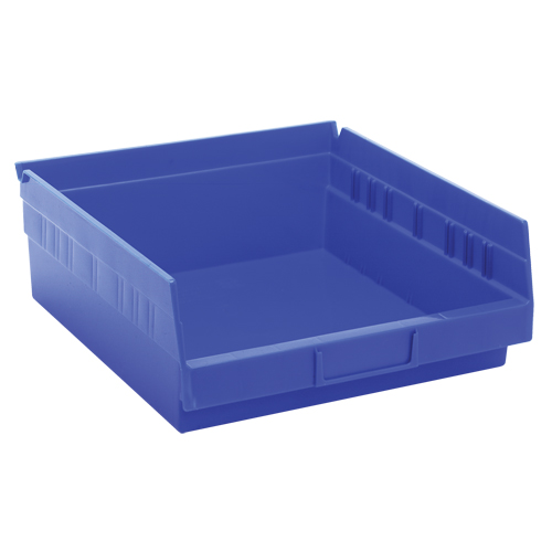 Shelf Bins, 11-1/8" W x 4" H x 11-5/8" D, Blue, 30 lbs. Capacity NTL Industrial